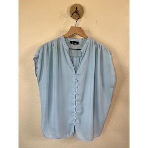 Lulus Blue V-neck Sleeveless Popover Career Top M